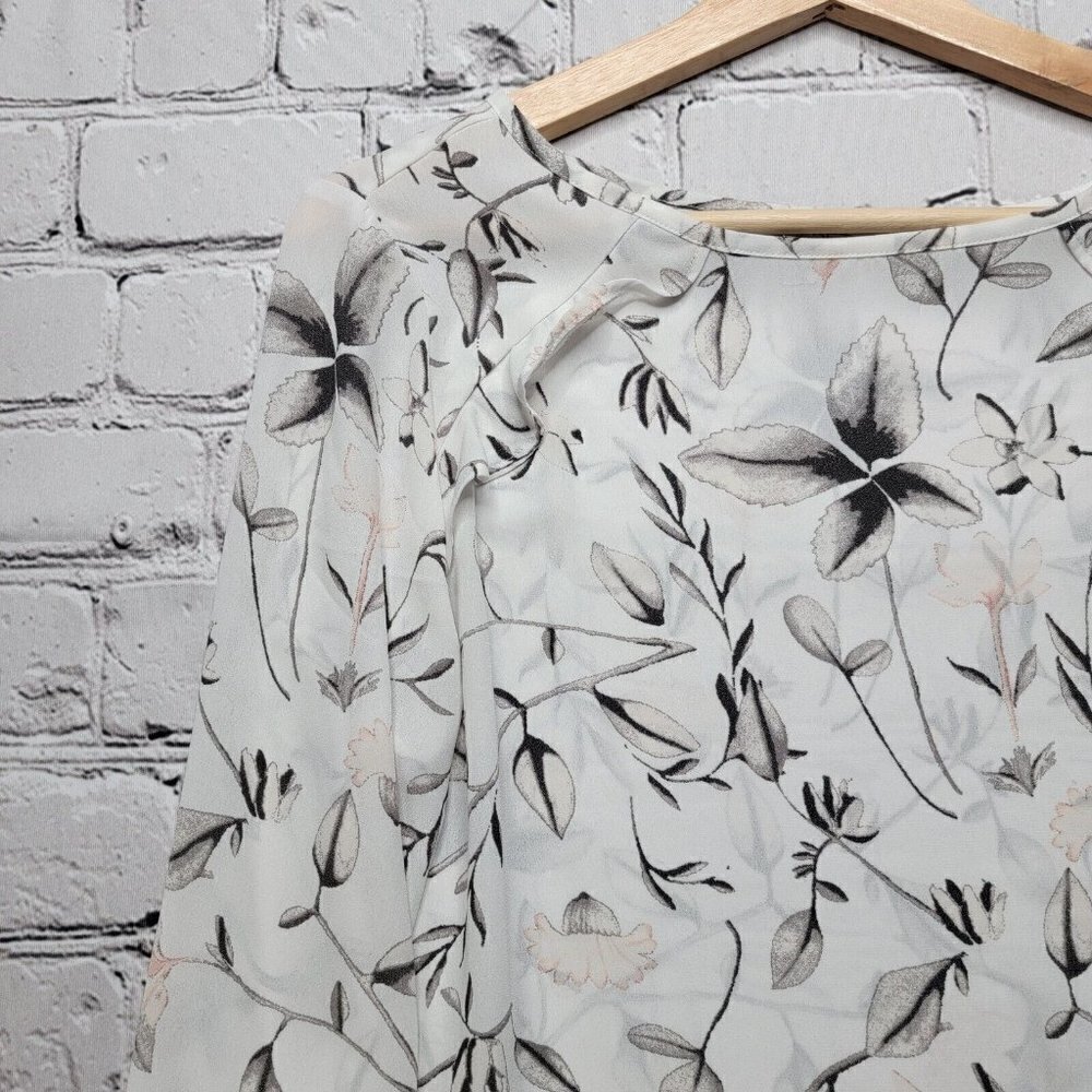 Loft Ruffle Cuff Sheer Floral Petal Sheer Blouse Size S - Picture 4 of 12